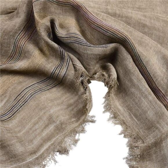 Unisex Soft Scarf Cotton Linen Lightweight Khaki - Picture 4 of 5